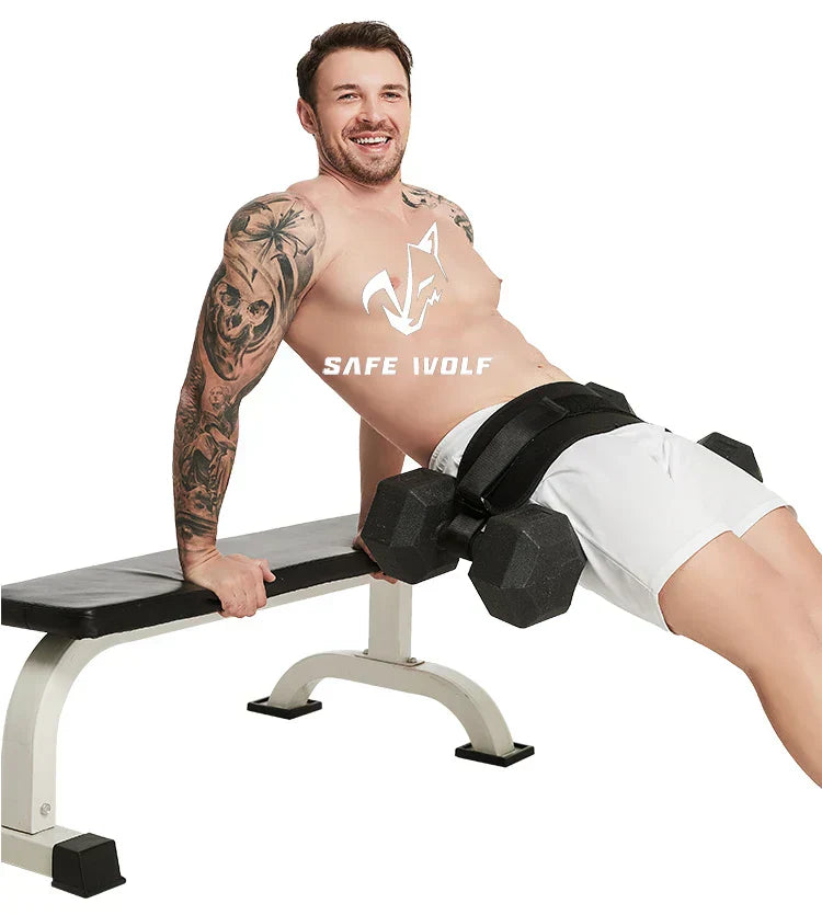 Hip Thrust Belt Glute Bridge Pad Workout with Dumbbells Kettlebells for Squats Lunges Bridges Dips Training Home Gym Equipment-2